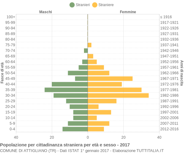 Grafico cittadini stranieri - Attigliano 2017