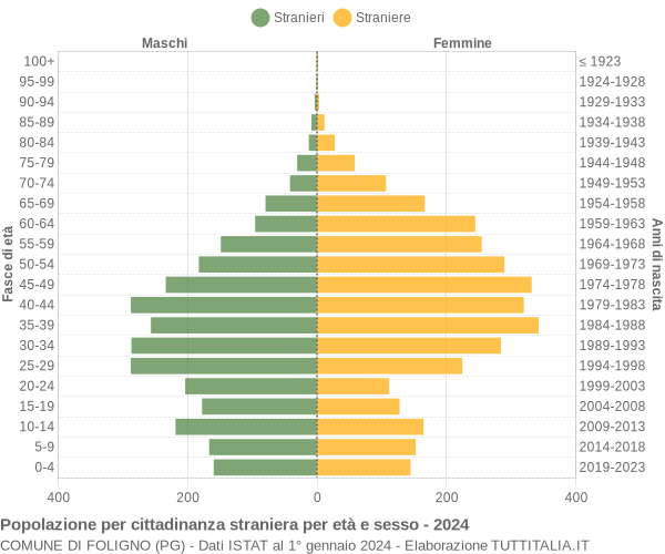 Grafico cittadini stranieri - Foligno 2024