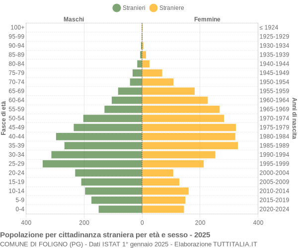 Grafico cittadini stranieri - Foligno 2025