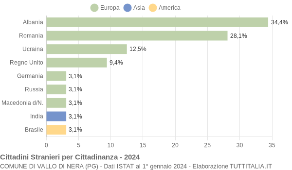 Grafico cittadinanza stranieri - Vallo di Nera 2024