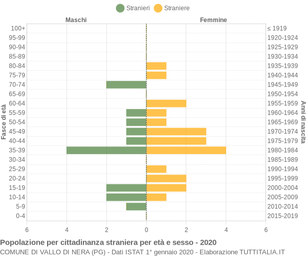 Grafico cittadini stranieri - Vallo di Nera 2020