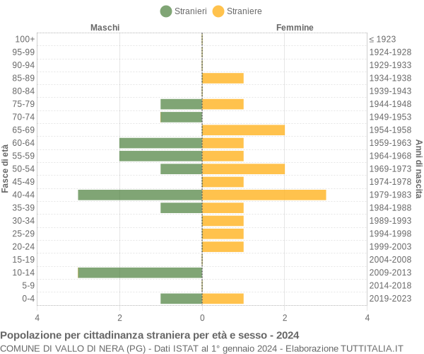 Grafico cittadini stranieri - Vallo di Nera 2024