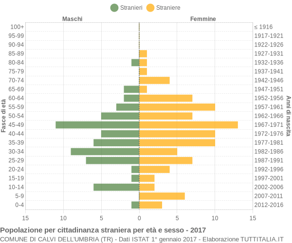 Grafico cittadini stranieri - Calvi dell'Umbria 2017