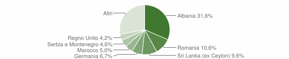 Grafico cittadinanza stranieri - Città della Pieve 2005