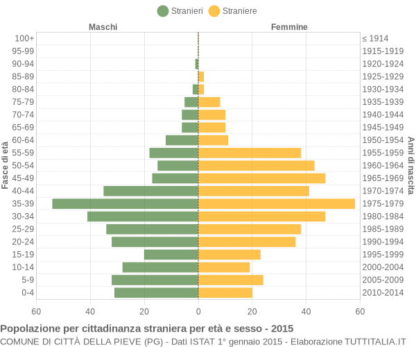 Grafico cittadini stranieri - Città della Pieve 2015