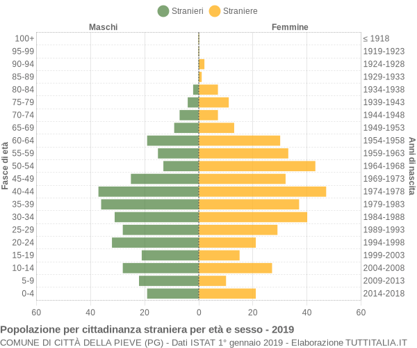 Grafico cittadini stranieri - Città della Pieve 2019