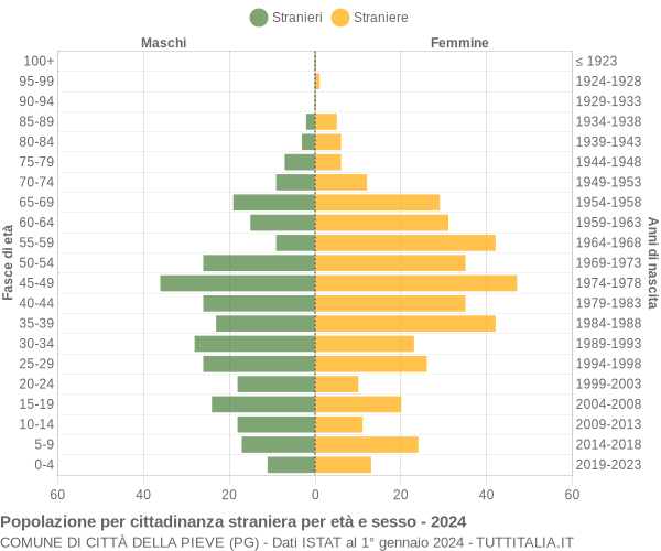 Grafico cittadini stranieri - Città della Pieve 2024