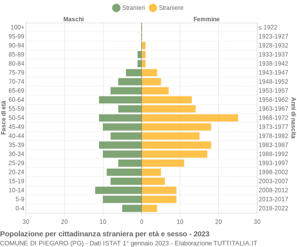 Grafico cittadini stranieri - Piegaro 2023