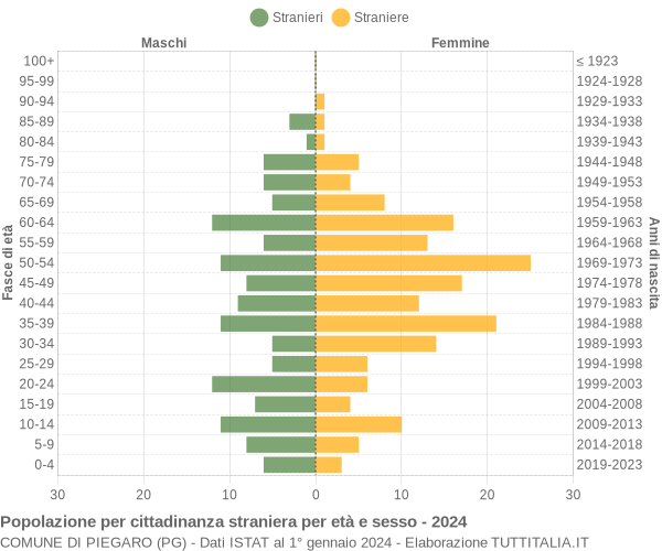 Grafico cittadini stranieri - Piegaro 2024