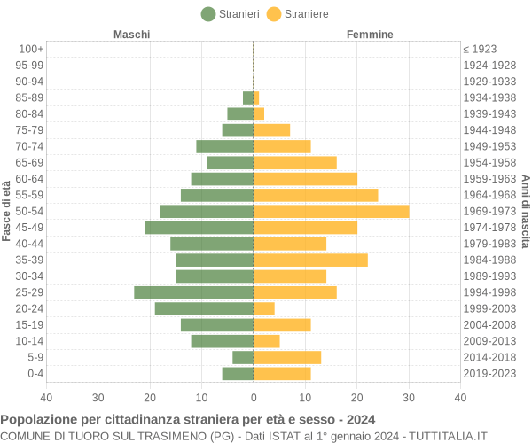 Grafico cittadini stranieri - Tuoro sul Trasimeno 2024