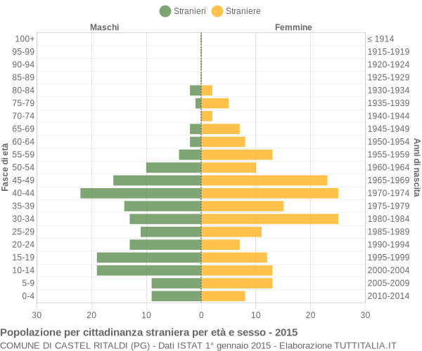 Grafico cittadini stranieri - Castel Ritaldi 2015