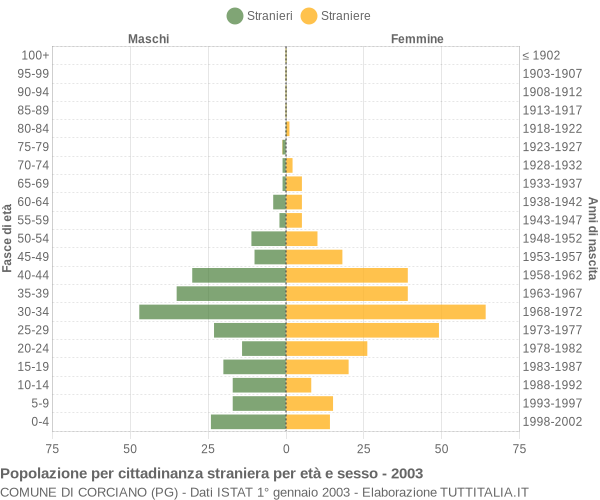 Grafico cittadini stranieri - Corciano 2003