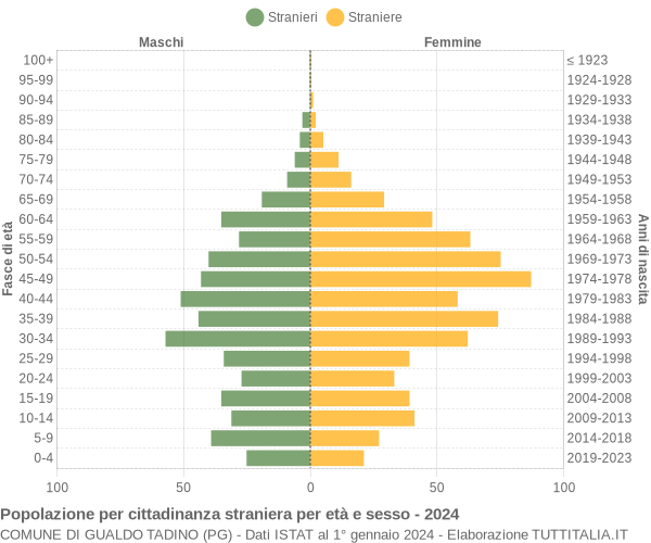 Grafico cittadini stranieri - Gualdo Tadino 2024