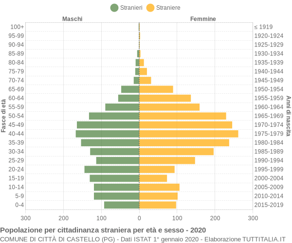 Grafico cittadini stranieri - Città di Castello 2020