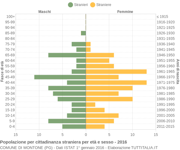 Grafico cittadini stranieri - Montone 2016