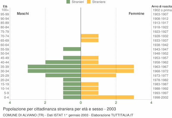 Grafico cittadini stranieri - Alviano 2003