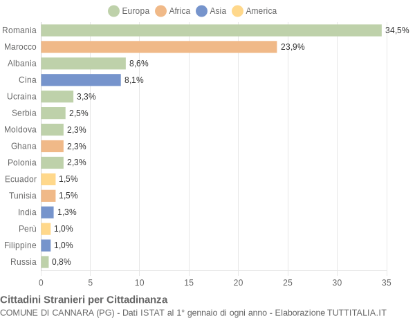 Grafico cittadinanza stranieri - Cannara 2013