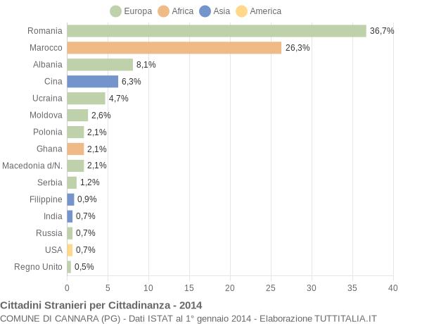 Grafico cittadinanza stranieri - Cannara 2014