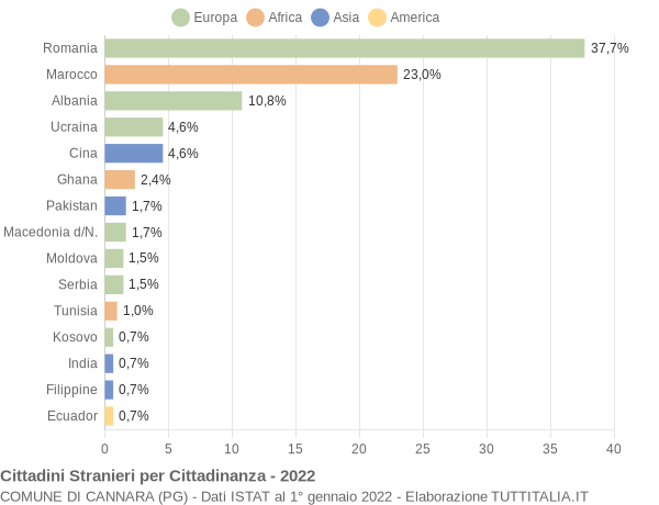 Grafico cittadinanza stranieri - Cannara 2022