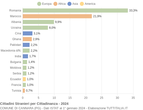 Grafico cittadinanza stranieri - Cannara 2024