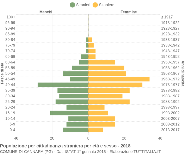 Grafico cittadini stranieri - Cannara 2018