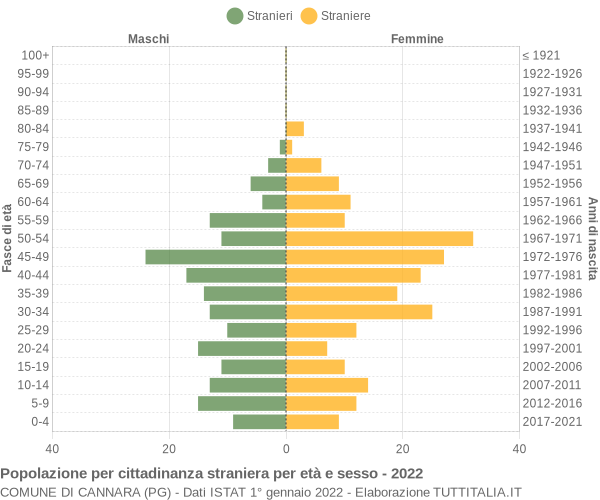 Grafico cittadini stranieri - Cannara 2022