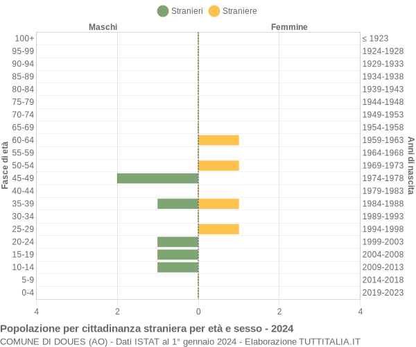 Grafico cittadini stranieri - Doues 2024