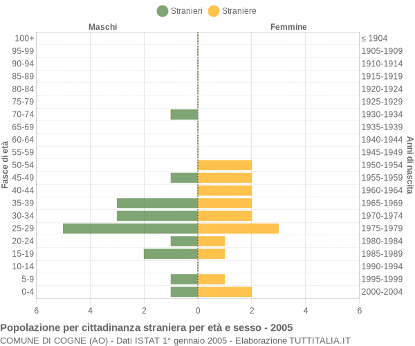 Grafico cittadini stranieri - Cogne 2005