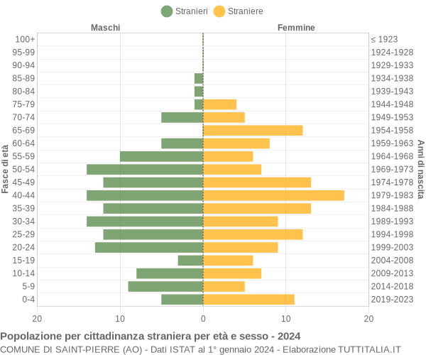 Grafico cittadini stranieri - Saint-Pierre 2024