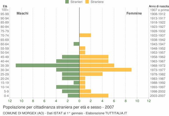 Grafico cittadini stranieri - Morgex 2007