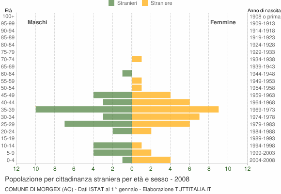 Grafico cittadini stranieri - Morgex 2008