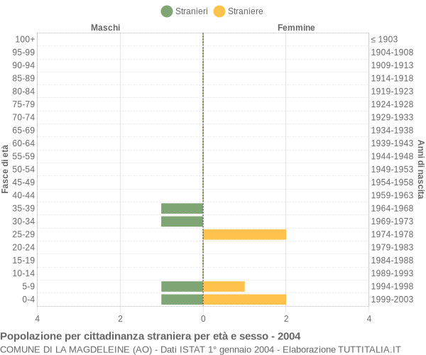 Grafico cittadini stranieri - La Magdeleine 2004