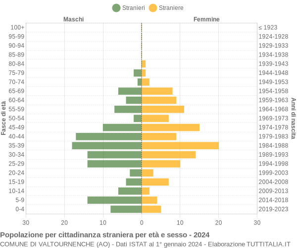 Grafico cittadini stranieri - Valtournenche 2024