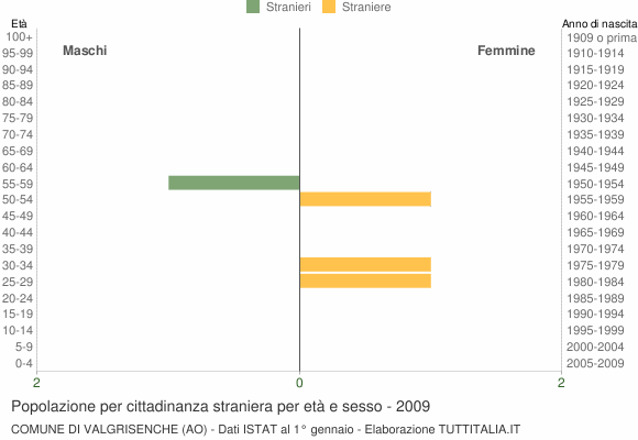 Grafico cittadini stranieri - Valgrisenche 2009
