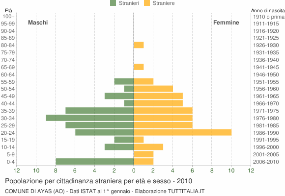 Grafico cittadini stranieri - Ayas 2010