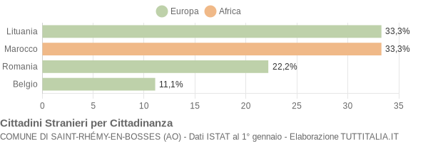 Grafico cittadinanza stranieri - Saint-Rhémy-en-Bosses 2010
