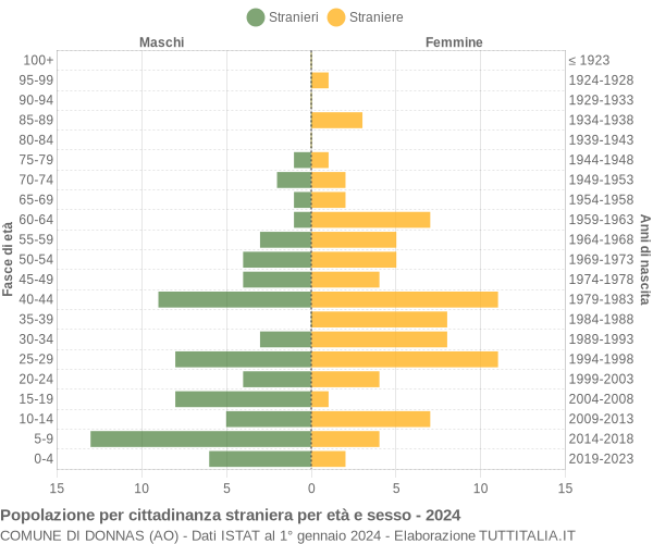 Grafico cittadini stranieri - Donnas 2024