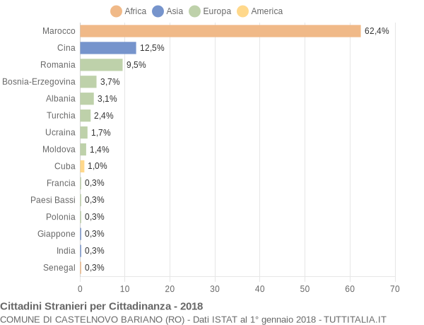 Grafico cittadinanza stranieri - Castelnovo Bariano 2018