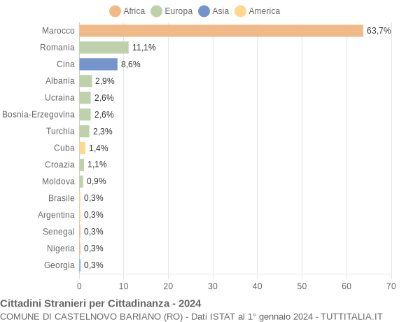 Grafico cittadinanza stranieri - Castelnovo Bariano 2024