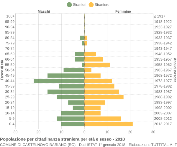 Grafico cittadini stranieri - Castelnovo Bariano 2018