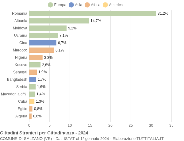 Grafico cittadinanza stranieri - Salzano 2024