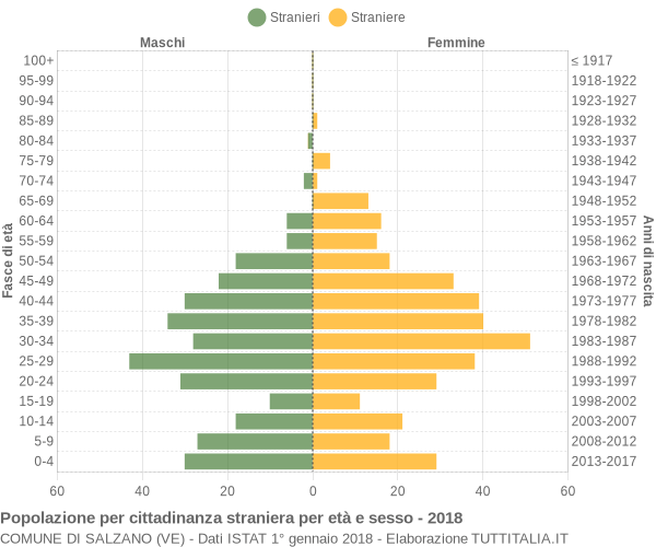 Grafico cittadini stranieri - Salzano 2018