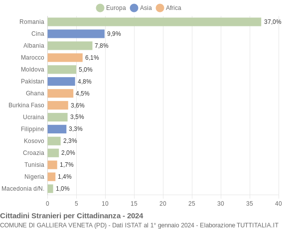 Grafico cittadinanza stranieri - Galliera Veneta 2024