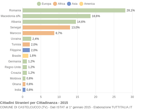 Grafico cittadinanza stranieri - Castelcucco 2015