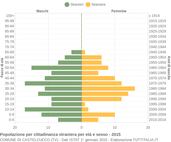 Grafico cittadini stranieri - Castelcucco 2015