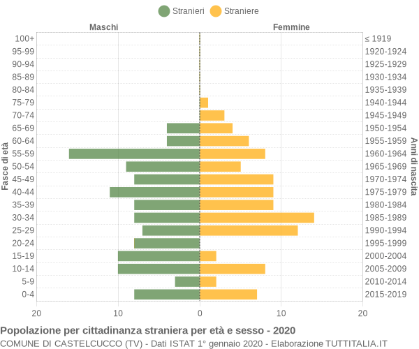 Grafico cittadini stranieri - Castelcucco 2020