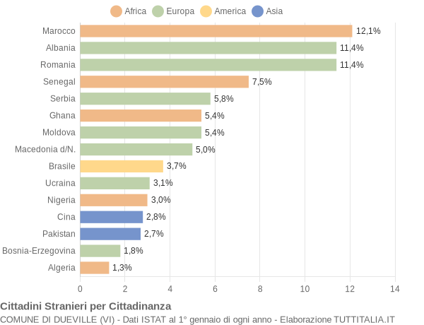 Grafico cittadinanza stranieri - Dueville 2011