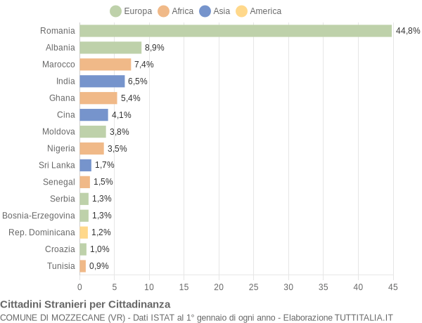 Grafico cittadinanza stranieri - Mozzecane 2022