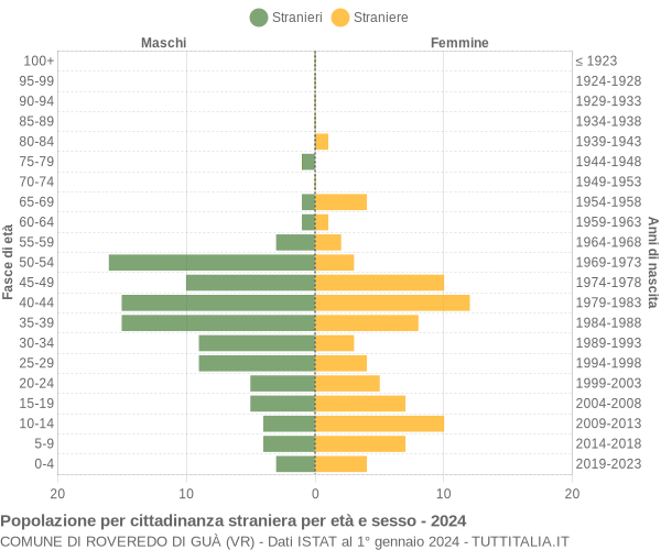 Grafico cittadini stranieri - Roveredo di Guà 2024