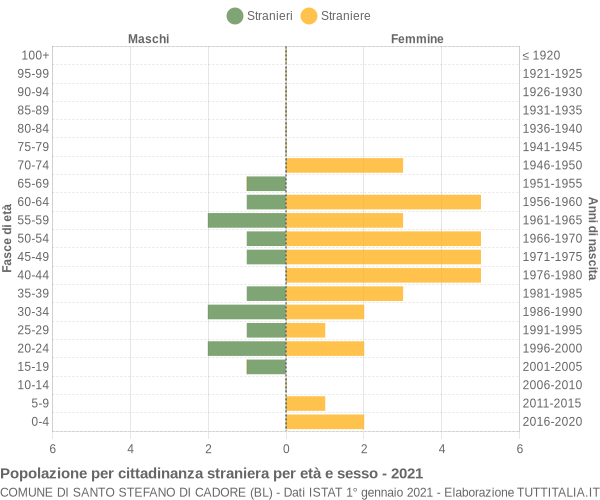 Grafico cittadini stranieri - Santo Stefano di Cadore 2021